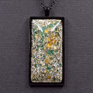 Amazonite and Yellow Jasper Orgonite Pendant